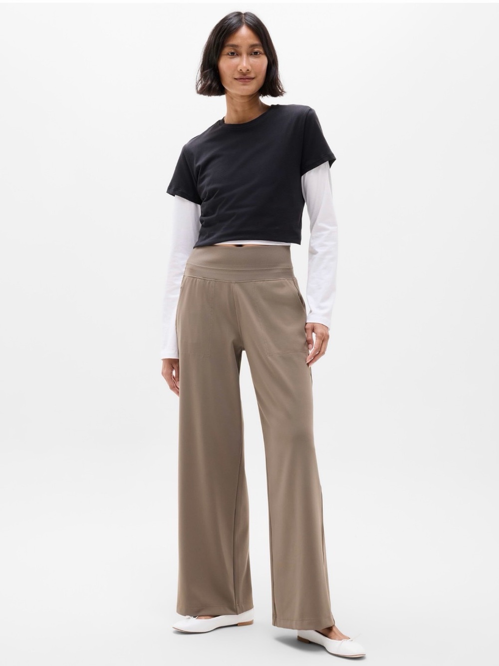 Athleta Venice High-Rise Wide-Leg Pants in Taupe